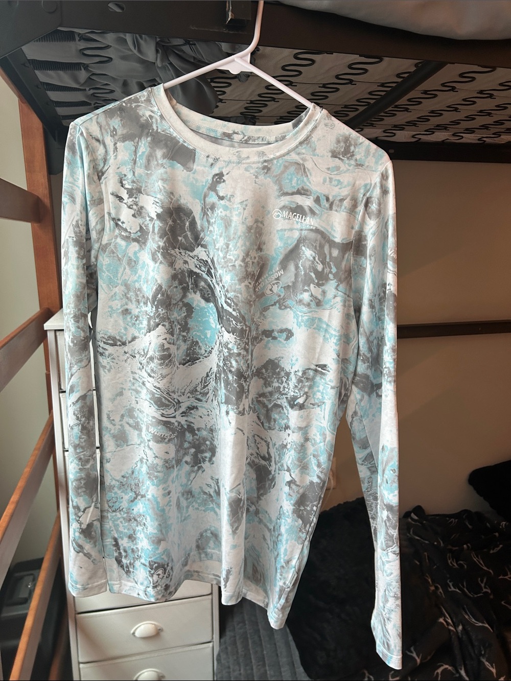 Magellan Outdoors Men’s Long Sleeve Performance Shirt - Light Blue & Gray Marble